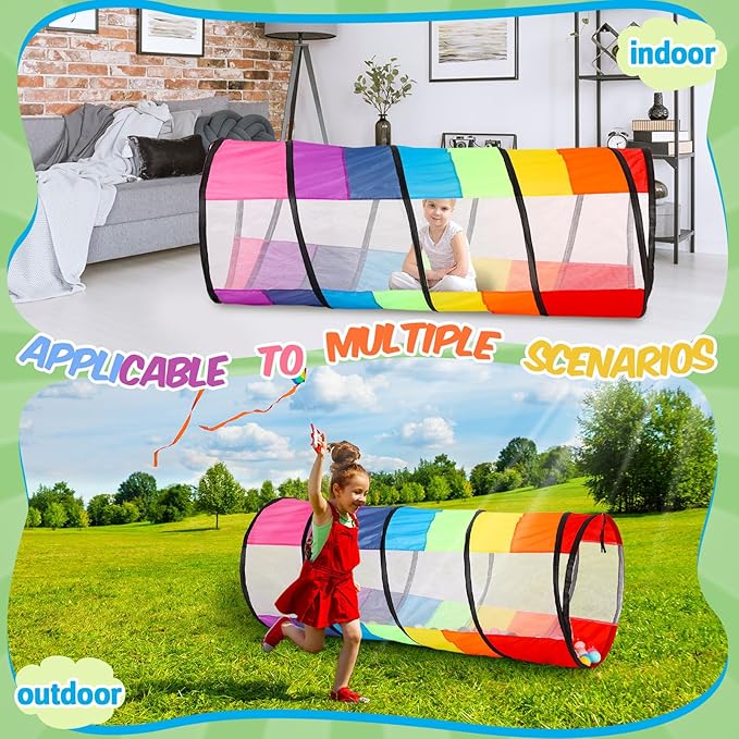 27.6 Inch Extra Large Play Tunnel for Kids Pop Up Crawl Tunnels Colorful Crawls Tube for Toddler Collapsible Tunnel Toy Gift with Breathable Mesh for Children Pet Indoor Outdoor(1 Pcs)