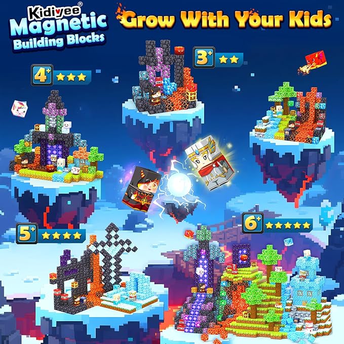 200PCS Magnetic Blocks - Build Mine Magnet World, Magnetic Building Blocks for Kids Ages 4-6 6-8 8-12, STEM Educational Sensory Toys for Boys & Girls, Birthday Toys Gifts for Kids