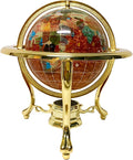 Unique Art 10-Inch Tall Table Top Amber Pearl Swirl Ocean Gemstone World Globe with Gold Tripod Stand (Amber Pearl)