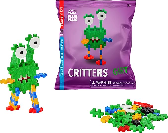 PLUS PLUS Critters, Pack of 4, Halloween 3D Puzzle Building Block Set, 160 Mini Interlocking Pieces, Fun Holiday Activities for Kids, Series 1