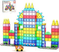 PicassoTiles Magnetic Tiles 152pcs Mirror Theme Magnet Tile Building Blocks STEM Sensory Toys with Car for Kids Toddlers Boys Girls Age 3+ Educational Learning Construction Play Set PT152