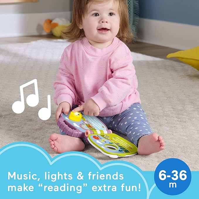 Fisher-Price Baby Toy Purple Monkey Musical Storybook with Lights & Sounds for Infants & Toddlers Ages 6+ Months