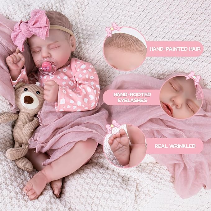 Aori Realistic Reborn Baby Doll - 20" Lifelike Newborn Girl with Weighted Cloth Body, Packed with Bottle, Pacifier & Outfit Set for Kids & Collectors