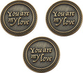 Bulk Set of 3 Romantic Love Expression Coins, You are My Love, All I Want is You, Anniversary Pocket Tokens for Date Night, Love Gift for Men & Women, from Him or Her
