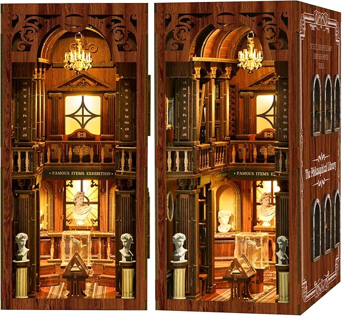 Book Nook Kit - DIY Miniature House Dollhouse 3D Puzzles for Adults and Teens - Gifts for Family and Friends Bookshelf Decor Tiny House Model Build with LED Light (BV02-014)