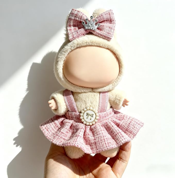 Clothes for LABUBU 17cm Doll (NO Doll), Outfit for LABUBU, Dress and Hairpin Set for LABUBU Dress Up, Fashion and Premium Dolls Accessories for LABUBU (Style B)