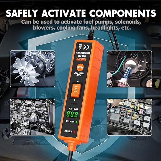 THIKPO Power Circuit Probe Tester Kit, 6V-24V DC Test Light, Automotive Circuit Tester Car Short Finder, Component Activation, Polarity Identify, Overload Protection, Voltage Tester 0.3v-80v