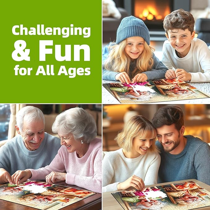 500 Piece Jigsaw Puzzle for Adults Seniors Joyful Moments Heartwarming Porch Scene Laughing Friends, Yorkshire Terrier Rocking Chairs Relaxing Puzzle for Women, Best Friends & Families (23x15 Inches)