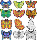 Bosctanuc 24 PCS Butterflies Velvet Coloring Cardstock,Fuzzy Art Posters Color Your Own Butterflies DIY Activity for Kids for Spring Craft