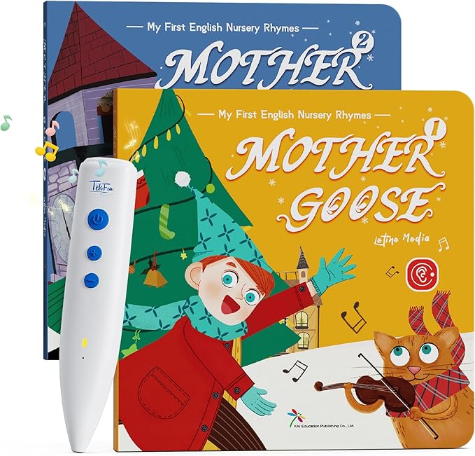 TEKFUN Talking Pen Books Set, Nursery Rhymes Toys for Toddlers, Learning Interactive Toys, Educational Electronic Sound Books for Preschoolers, Autism Sensory Toy for Boys Girls 2 3 4 5