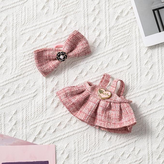 Clothes Set for 17cm Dolls, Skirt Set for 17cm Accessories Suit, Cute Clothes for Dress up Unique Style (Pink B)