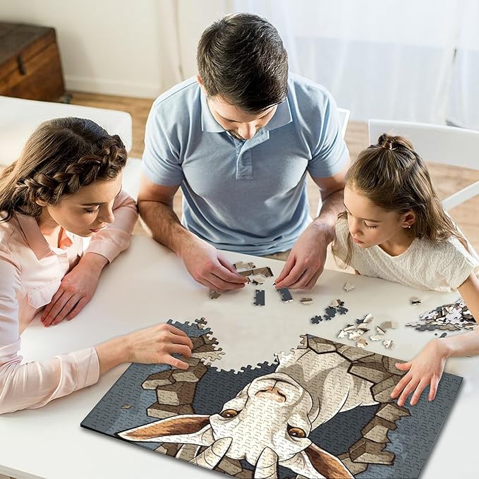 Sheep for Adults Fun 500 Pieces 3D Animal Thickened Wooden Jigsaw Puzzle Toy Intellectual Game Stress Relief Toy Education Game Home Decoration Challenge Educational 500pcs (52x38cm)