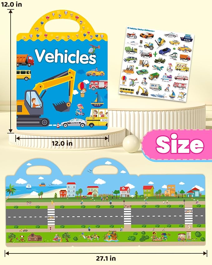 Reusable Sticker Book for Toddlers 2-4 Years, Stickers for Kids, Toddler Craft Activities, Toddler Travel Toys Ages 2+ Boy Girl Birthday Gifts