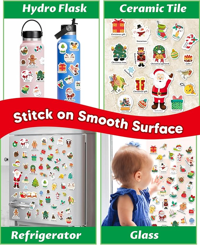Reusable Sticker Book for Toddlers 2-4 Years, Stickers for Kids, Toddler Sticker Book Ages 1-3, Toddler Craft Activities, Toddlers Travel Toys Ages 2+ Boy Girl Birthday Gifts - Christmas