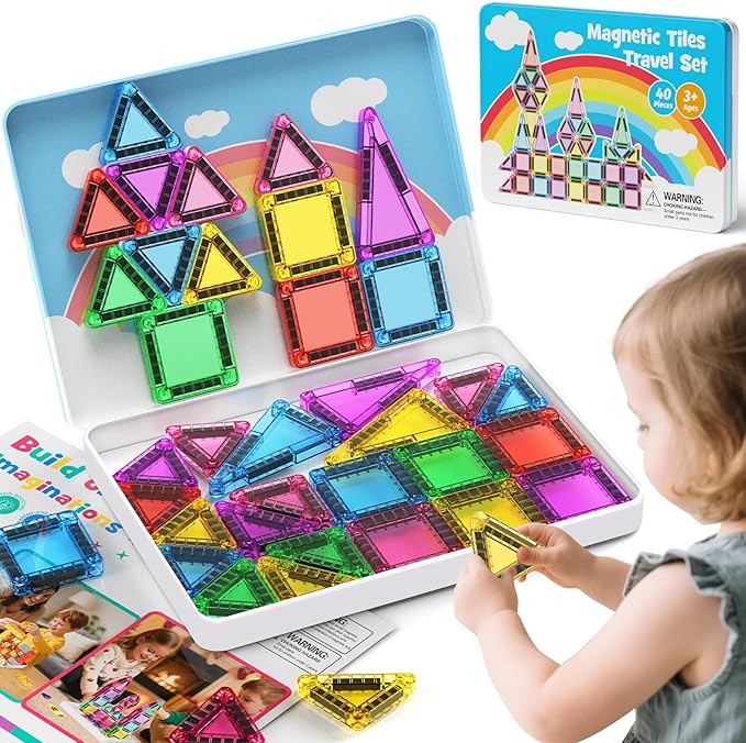 Mini Magnetic Building Toys for 3-8 Year Olds and Toddlers, STEM Magnet Travel Construction Set with Storage Box - Educational Birthday Gifts for Boys & Girls