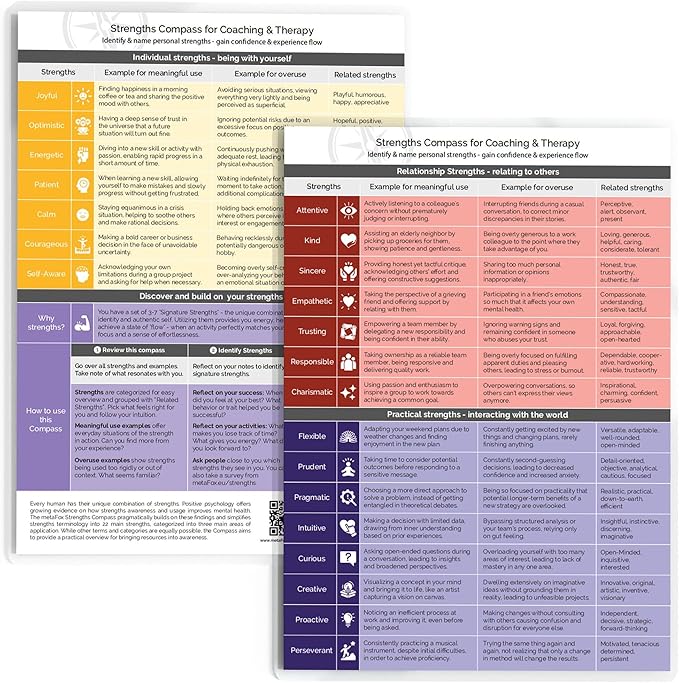 metaFox Strengths Compass - For Coaching, Therapy, Development and Positive Psychology - Use as Strengths Finder, Coaching Kit and Facilitation Resource