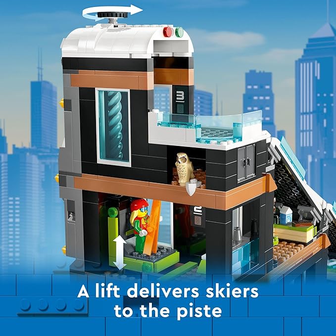 LEGO City Ski and Climbing Center 60366 Building Toy Set, 3-Level Building with a Ski Slope, 8 Minifigures and 2 Animal Figures for Imaginative Winter Sports Play, Christmas Toy for Kids and Ski Fans