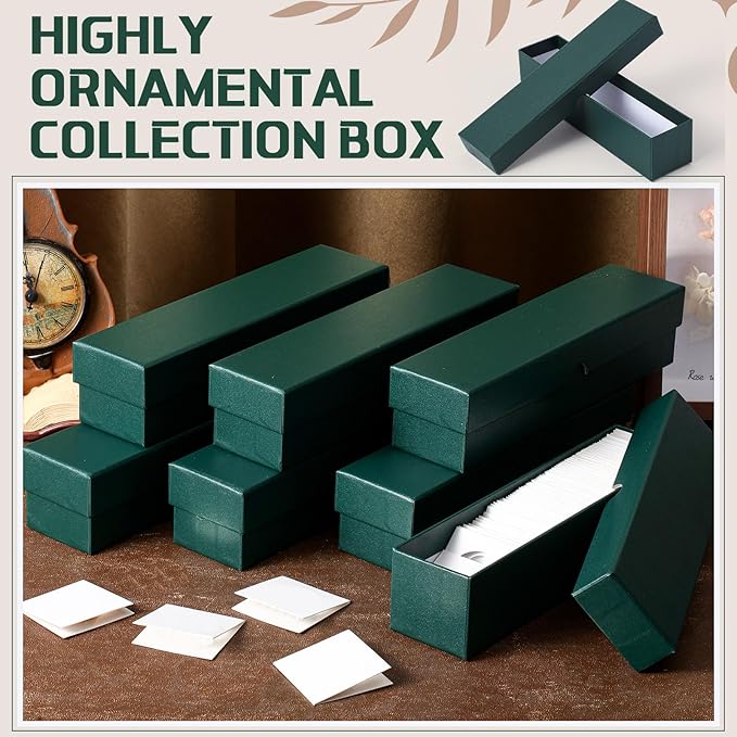 Teling 4 Pcs Coin Storage Box 2x2inch Flip Holders Collectors Coin Supplies Holders for Cents Collection Cardboard(Dark Green)