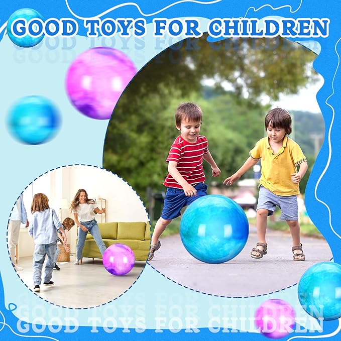 Deekin 2 Pcs 15 Inch 18 Inch Marbleized Bouncy Balls Large Inflatable Rubber Sensory Ball for Playground Outdoor Water(18 Inches,Blue and Purple)