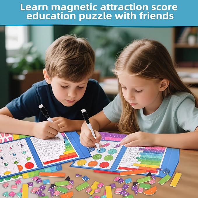 Magnetic Fraction Educational Puzzle,Magnetic Fraction Tiles & Fraction Circles,Montessori Fraction Manipulatives Learning Games for Kids,Fraction Manipulatives for Elementary School