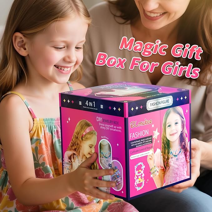 BLmukce Charm Bracelet Making Kit for Girls Ages 8-12, DIY Jewelry Making Kit & Craft Set with Beads, Charms & Necklace Supplies Birthday Christmas Gift for Kids 4-6 7 8 Years Old Girl