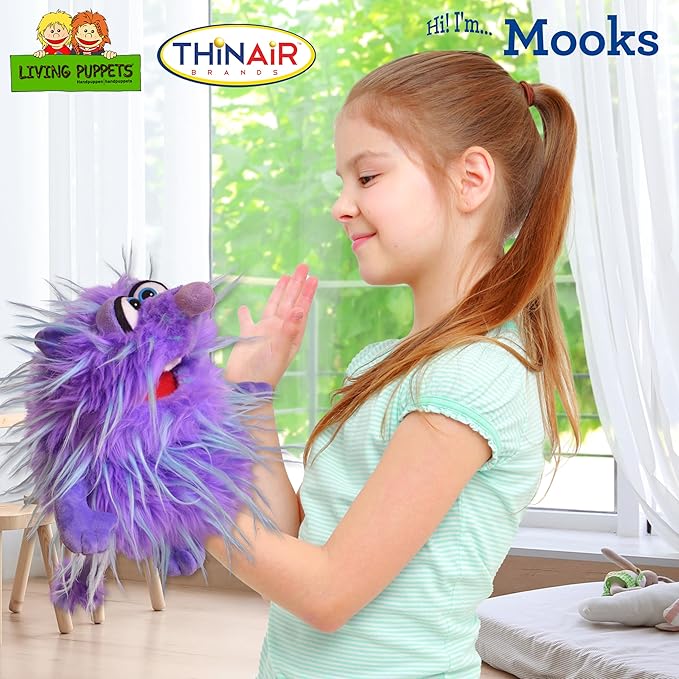 Living Puppets 9-Inch Plush Purple Monster Hand Puppet - Fine European Design, Ultra-Soft and Cuddly, Promotes Child Development, Safety Certified, Teacher-Recommended for Boys and Girls