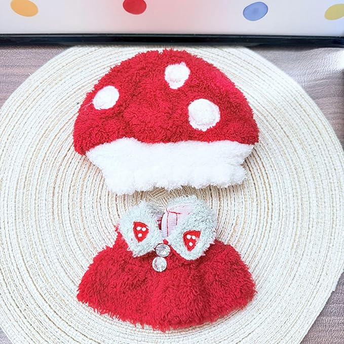 17CM Doll Clothes Set Red Dress + Red Hat, Fashion Cute Dress-Up Clothes for Doll Accessories Outfit(No Doll Included)(LBB Clothes 10)