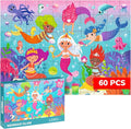 QUOKKA Puzzles for Kids Ages 4-6 – 60 Piece Jigsaw Puzzles for Toddlers Ages 3-5 with Mermaid – Quiet Time Toys for Preschoolers 2-4 – FSC Certified Educational Learning Game for Boys and Girls