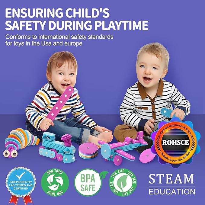 Soft Felt Building Toys for Toddlers,DIY Educational Learning Stackable Felt Toy Set - Flexible for Hours of Creative STEM Toys 37 PCS, Stacking Toys for Toddlers 1-3,Perfect for Easter Gifts