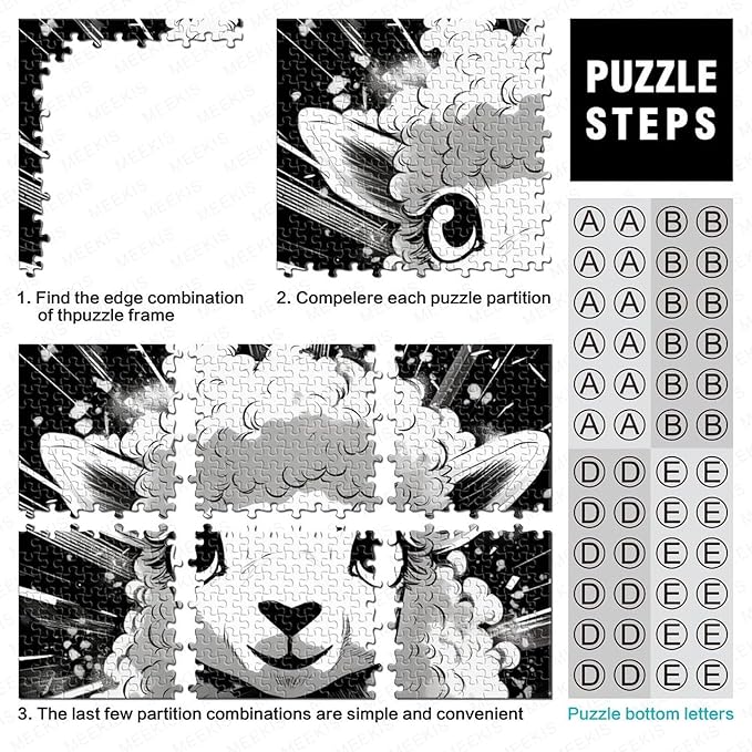 Sheep 500 Pieces 3D Animal for Adults Fun Thickened Wooden Jigsaw Puzzles Education Game Stress Relief Toy Toy Intellectual Game Decoration Challenge Educational 500pcs (52x38cm)