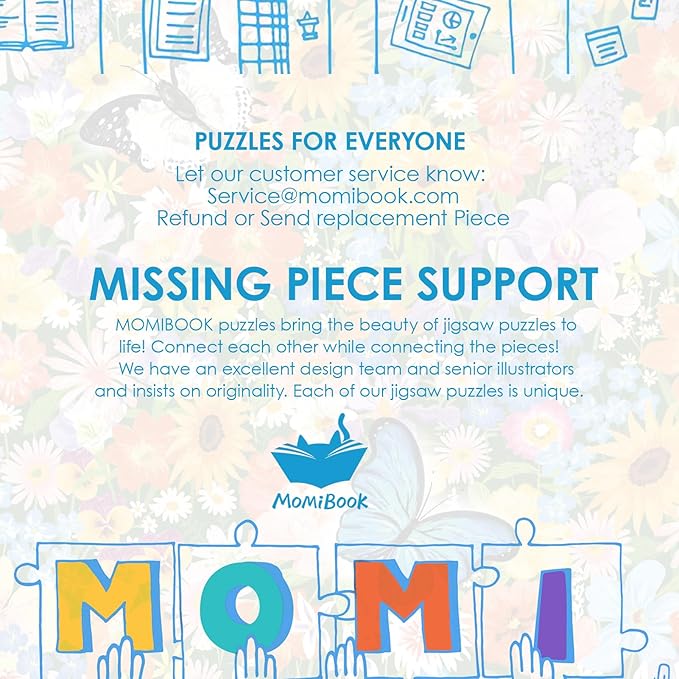 MOMIBOOK 1000 Piece Puzzle for Adults Jigsaw Puzzles of Drifting Flowers Butterfly Shadows, Painting Image Difficult Challenging Hard Impossible Puzzle Unique Funny Party Christmas Birthday Gifts