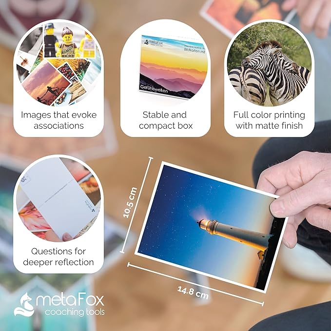 metaFox ‘World of Emotions’ Coaching Cards | 52 Emotion Picture Cards for Coaching & Therapy | Master Your Emotions & Build Emotional Intelligence