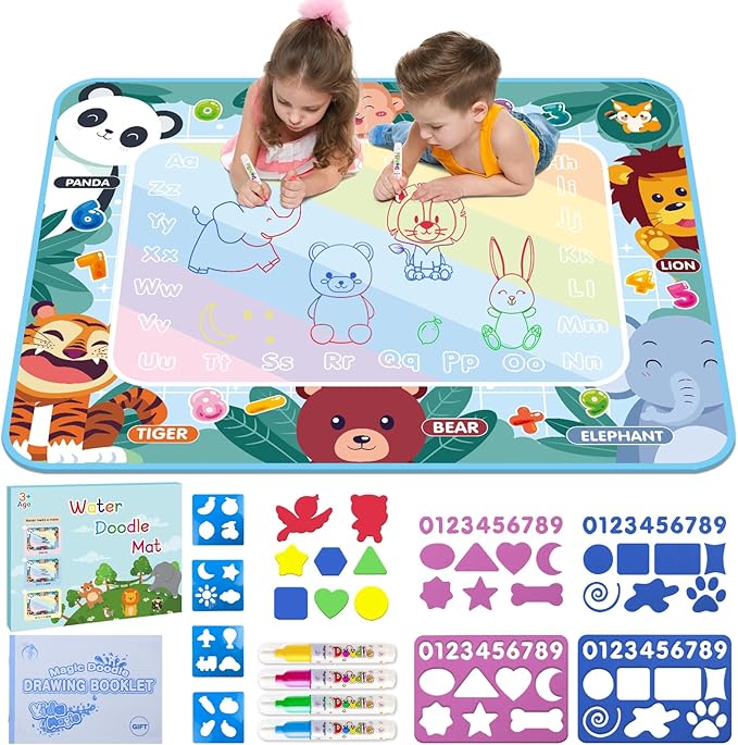 Thick Water Doodle Mat 40 x 32 Inches Kids Extra Large Water Painting Doodle Drawing Mat Toy Writing Coloring Magic Educational Toys for Boys Girls Age 2 3 4 5 6 7 8 Year Old Holiday Birthday Present