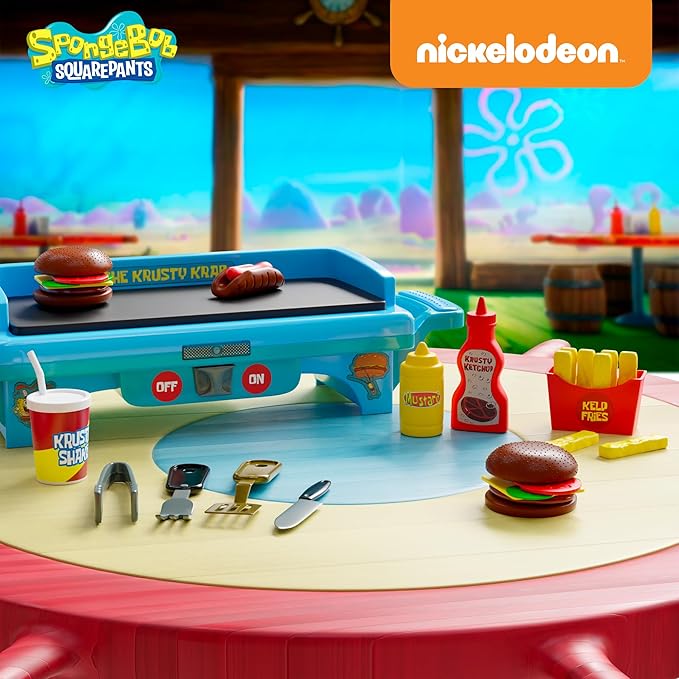 Spongebob Squarepants Kids Grill Playset - Toy Kitchen Sets with Cooking Toys, Kitchen Playset for Kids Ages 6-10, and Pretend Play Kitchen