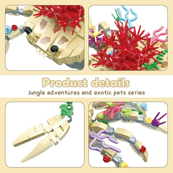 441PCS Micro Brick Ocean Plants Animal Crab Toys Building Sets,Animals Botanical Collection Blocks Model for Adult Toys,Home Decor and Office Art Creative Gift,for Teens Ages 6+ Kids