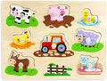 Professor Poplar’s Wooden Barnyard Peg Puzzle (8pcs.) - Wood Learning Puzzles for Toddlers and Kids, Animal Themed