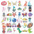 EMOME 204 Sheets Glitter Tattoos for Kids, Individually Wrapped Kids Temporary Tattoos for Girls and Boys, Fake Tattoo Stickers for Birthday Party Favors Supplies, Halloween Goodie Bag Stuffers