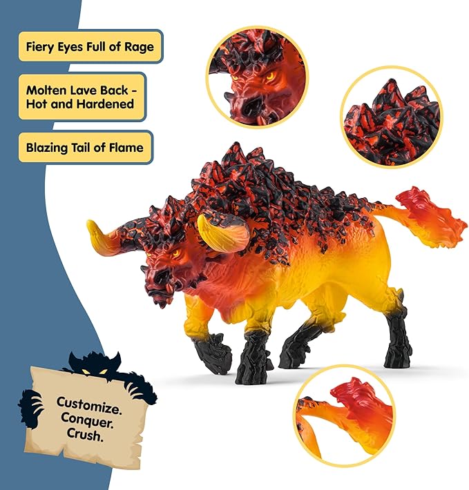 Schleich Eldrador Creatures - 71 PC BattleCave Arena Lava Vs. Shadow Playset - Lava Bull and Shadow Hound Set - Animal Monster Figurines for Boys and Girls - Fun Beast Toys for Kids Ages 7+ | 42673