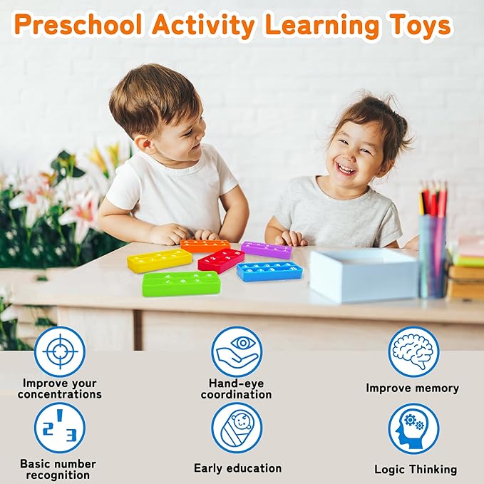 1-20 Ten Frame Popper, 12Pack Fidgets for Classroom, Quiet Sensory Toys Bubble Poppers, Pop for Counting Math, Focus Tools for Kids, Montessori Educational Toy Gift for Kindergarten