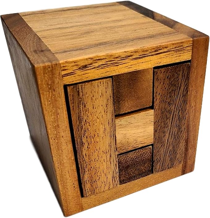 Haselgrove Box Wood Brain Teaser Puzzle - Can You Remove The Pieces?