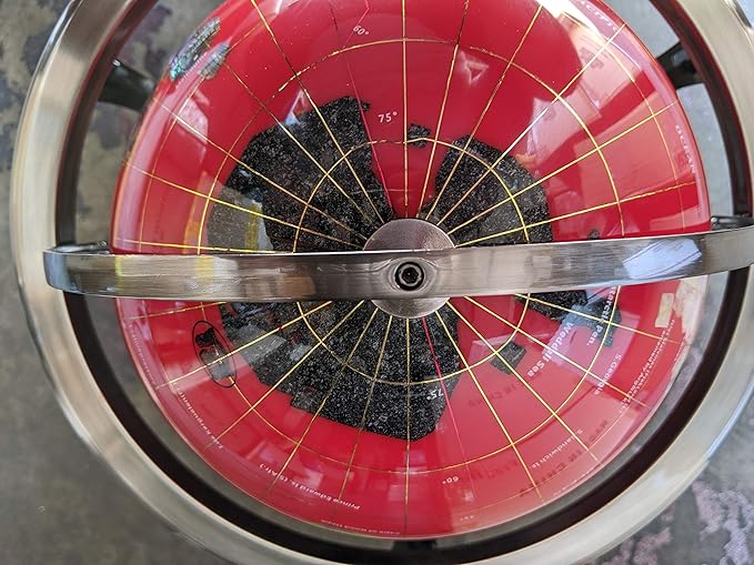 Limited Edition! Unique Art Since 1996 RED Table Top Gemstone World Globe with Tripod Silver Zinc Alloy Stand (220MM/9 INCHES/RED OCEAN)