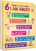 ZOCO – 6 Anger Control Strategies Posters (2-Pack) – Calm Down and Manage Emotions for Toddlers – Classroom Behavior Management for Preschool, Daycare, and Homeschool – Made in USA