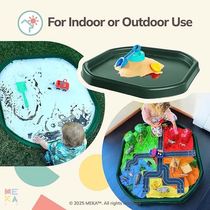 MEKA Tuff Tray for Sensory Play, Sensory Tray for Kids, Toddler Water Table, Tuff Spot Sensory Bin for Toddlers (Dark Green, Large (38" x 38"))