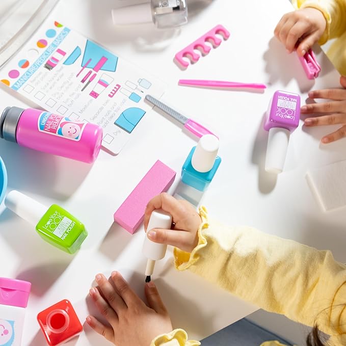 Melissa & Doug Love Your Look Pretend Nail Care Play Set – 20 Pieces for Mess-Free Play Mani-Pedis (Does NOT Contain Real Cosmetics), Pink