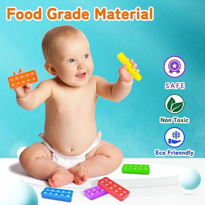 1-20 Ten Frame Pop Board, 6PACK Fidgets for Classroom, Quiet Sensory Toys Bubble Poppers, Pop for Counting Math, Focus Tools for Kids, Montessori Educational Toy Gift for Kindergarten