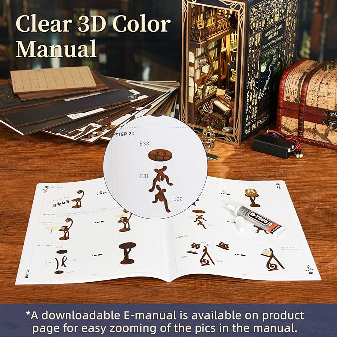 Book Nook Kit, DIY Miniature Dollhouse Booknook Kit, 3D Wooden Puzzle Bookend Bookshelf Insert Decor with LED Light for Teens and Adults (Pianist with Nightingale)