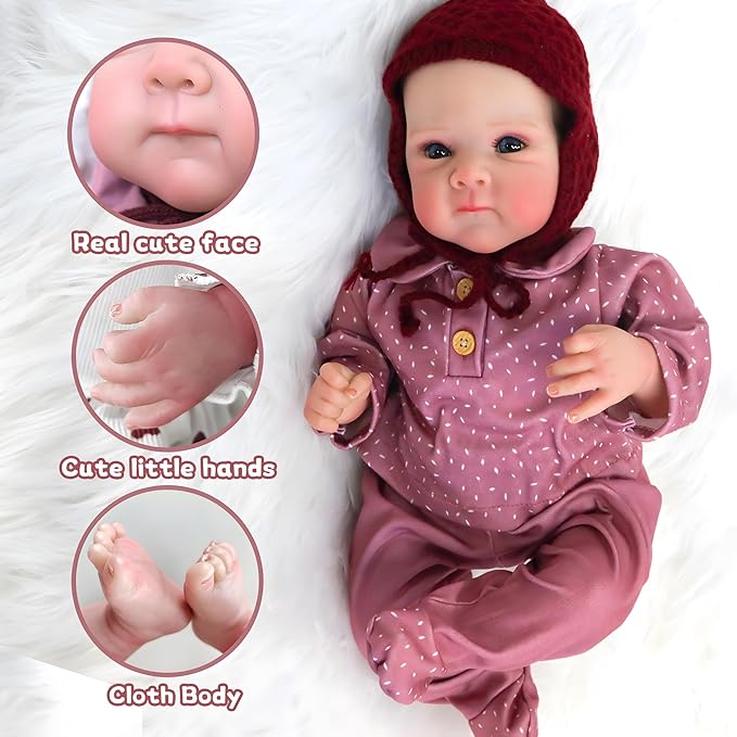Realistic Reborn Baby Dolls-18 Inch Real Life Baby Dolls Girl Lifelike Baby Doll with Accessories for 3+ Years Old (Purple)