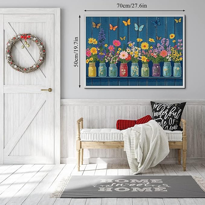 Wildflower Puzzles for Adults 1000 Pieces, Colorful Flower Garden Jigsaw Puzzles, Nature Butterfly Floral Vase Puzzle