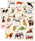 QUOKKA Wooden Puzzles for Toddlers 1-3 – 3xSET Toddler Puzzles Ages 2-4 – Montessori Animal Toy Puzzle for Toddlers 3-5 Year Old – Wood Toy Learning Realistic Animals for Boy and Girl