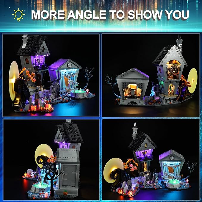 LED Light Kit for Lego 21351 Disney Tim Burton's The Nightmare Before Christmas Set, Blue Underglow Lights Compatible with Lego 21351 Set (Not Include Blocks Set)